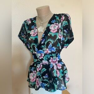 Y2k Express Floral Flowy Babydoll Top with Tie Back